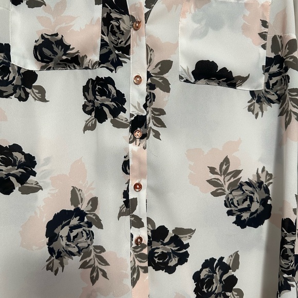 Super Cute Button Down Shirt with Floral Pattern - Picture 2 of 5